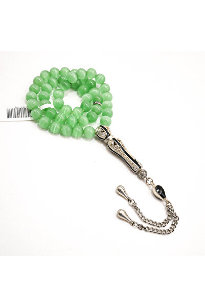 Generic Brand Cat's Eye Rosary – 45 Beads 7.5mm Mint Green Chatoyant Tasbih w...