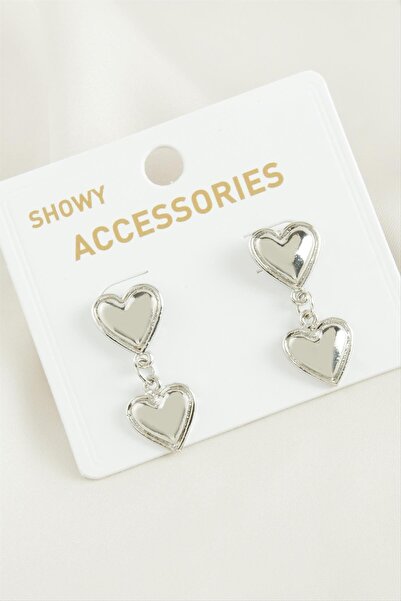 ZERO LAND Ilkestor Heart Tr Metal (215459) Earring-Silver Color