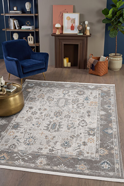 Milas Dokuma Vintage %100 Polyester Modern Dokuma Salon Oturma Odası Halısı