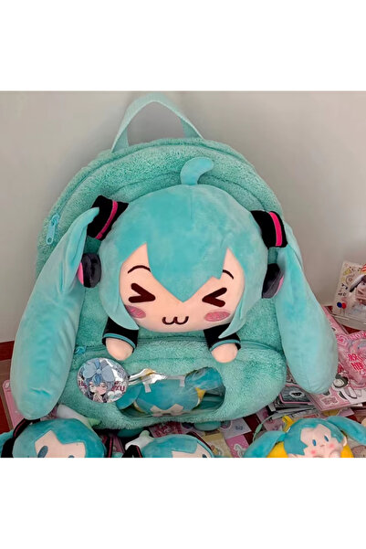 Genel Markalar Hatsune Miku Vocaloid Anime Çanta Turkuaz Peluş Mavi Okul Sırt...