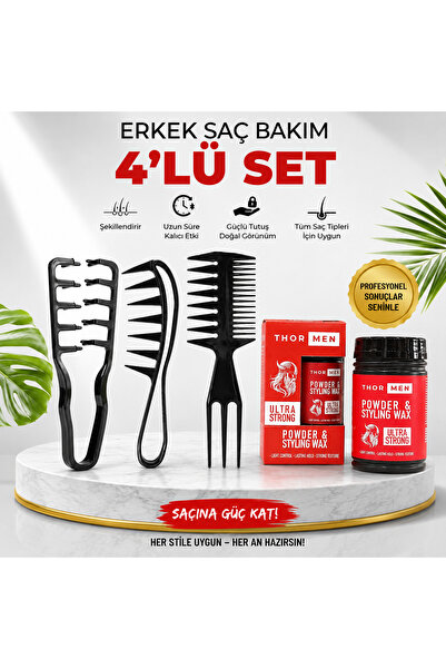 ROWENAROSE Toz Wax Set Mucizevi Saç Şekillendirici Tarak Seti ve Toz Saç Waxı...