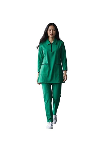 Generic Housemaid Uniform/Nurse Uniform/Medical Scrub Set with Black Piping -...