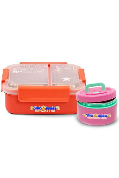 STAR BABiES Stainless Steel Compartment Lunch Box With Removable Tray and Sou...