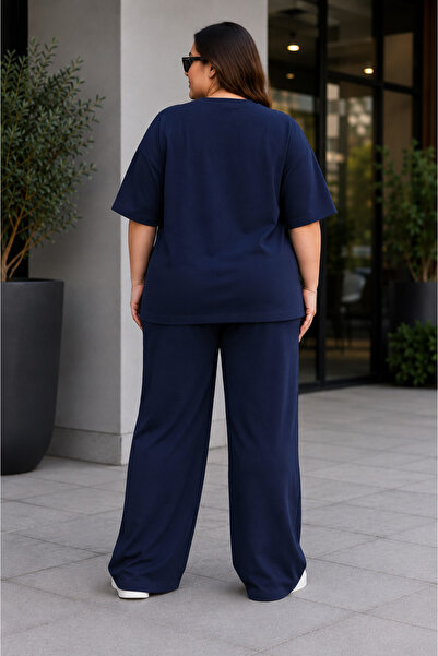 ZAVIXO Plus Size 100% Cotton Oversize Double Set Comfortable Fit Wide Leg Women's Set