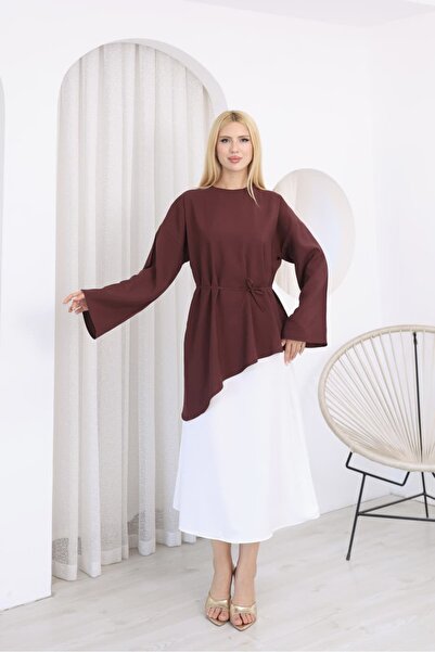 MODAELA Asymmetrical Tunic with Tie Detail