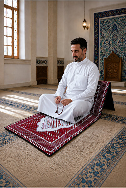 ihvan online سجادة صلاة قابلة للطي من الإسفنج مع مسند للظهر - وسادة صلاة مدعم...