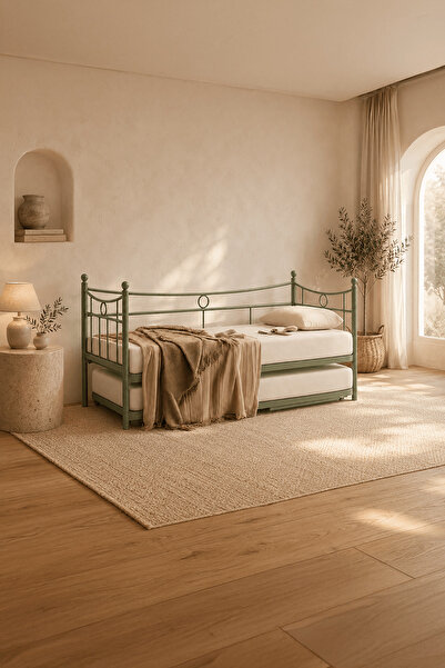 Unimet Daily Yavrulu Metal Karyola Daybed - Çift Kişilik Olabilen Yatak Dahil...