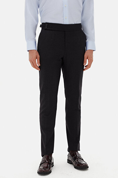 Damat Slim Fit Antrasit Çizgili Kumaş Pantolon
