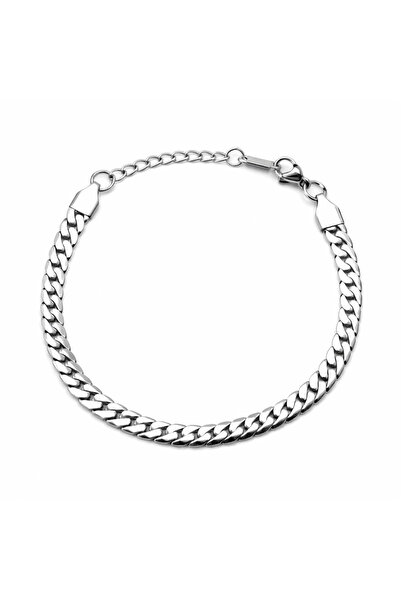 NIRE Ασημί ατσάλινο βραχιόλι curb chain – Ανδρικό βραχιόλι CAT0017