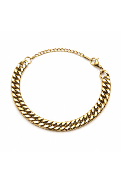 NIRE Χρυσό ατσάλινο βραχιόλι curb chain – Ανδρικό παχύ βραχιόλι CAT0009