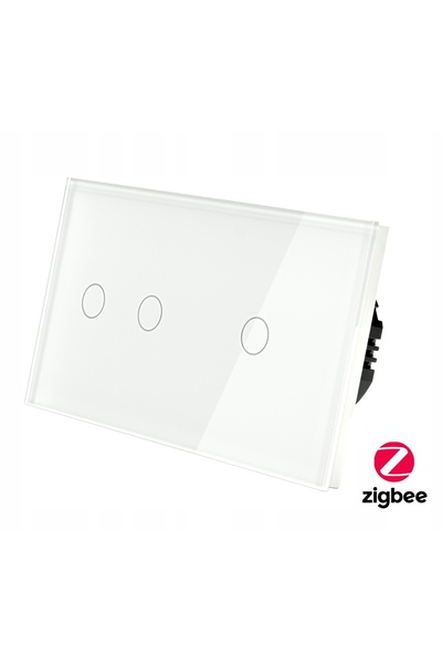 İNDUAL Comutator tactil din sticlă triplu (2+1) Zigbee Tuya Smart Alb