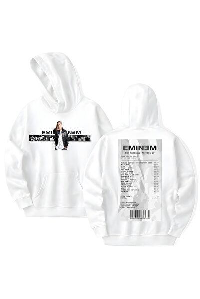 STİL-X Eminem Printed Cotton Long Sleeve 3 Thread Hooded Sweatshirt