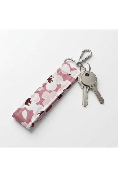 PURSEMARK Pink Floral Patterned Keychain |   Durable Handmade Keychain