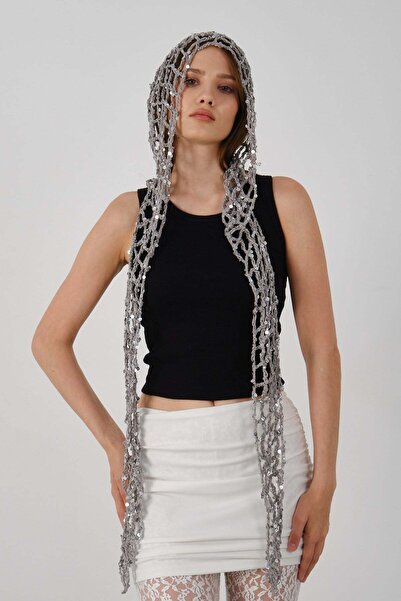 C&City Sequin Detailed Wide Hole Summer Knitted Beanie Y8251 Gray