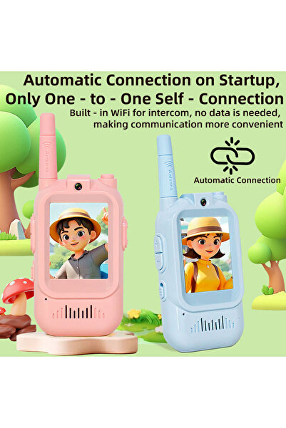 Generic Kids Video Walkie Talkie Toy (2-Pack) - 2.4G WiFi Rechargeable Handheld Intercom with 2-Inch Screen and Fun Voice Changing Function for Boys & Girls
