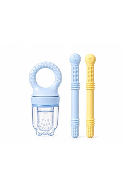 CKM silikon طقم أطفال مكون من 3 قطع (مصاصة فواكه + 2 عضاضة للأسنان)