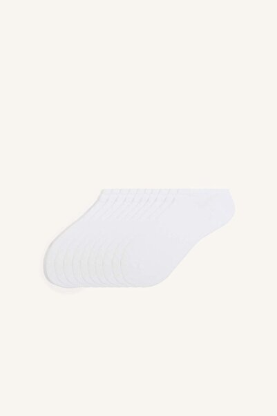 DeFacto Women's Seamless 10-Pack Cotton Sneaker Black Socks I3492Axns