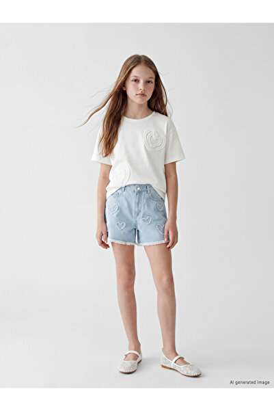 LC Waikiki I Heart Embroidered Girls' Jean Shorts from Freezen Store