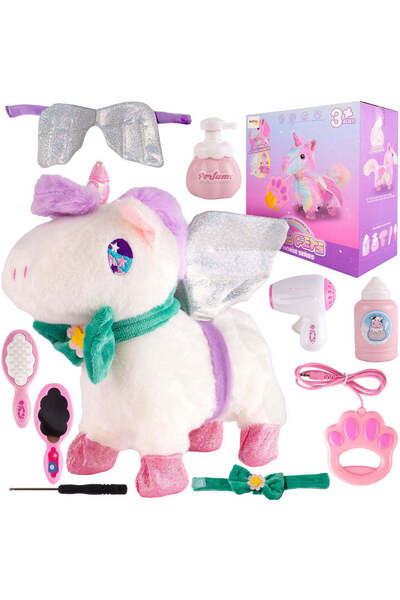 MalPlay Unicorn interactiv cu lesă și accesorii, 9 piese, 109833