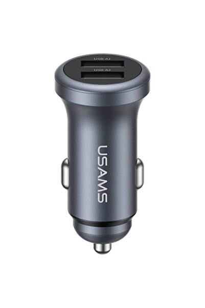 Usams Încărcător auto CC320 2x USB-A 12W 2.4A Gri