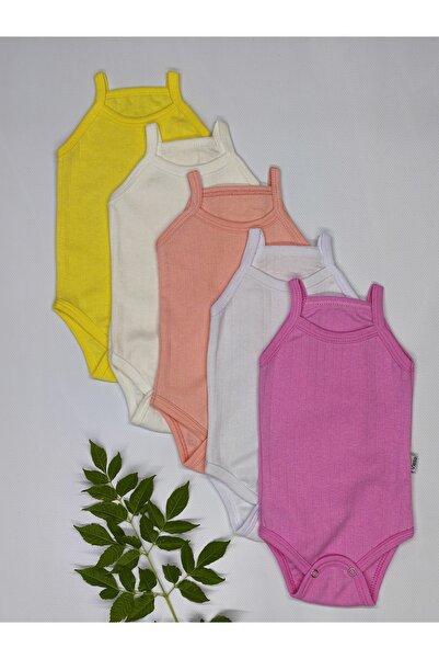 LİFA KİDS 5 Colors Baby Bodysuit with Rope Straps and 5 Baby Snap Fasteners