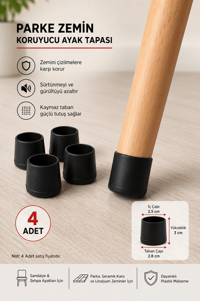 NUBLADO Zaštitne kapice za parket 4 komada 2,5 cm Plastične kapice za stolice...