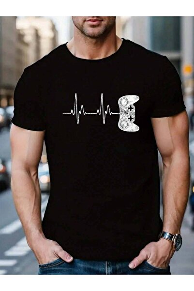 45 BPM قميص رجالي أسود 100% قطن لمحبي ألعاب الفيديو بتصميم نبضات القلب، قميص ...