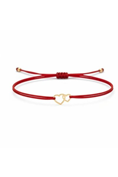 OEM Cord bracelet with Double Hearts symbol in 14K Gold