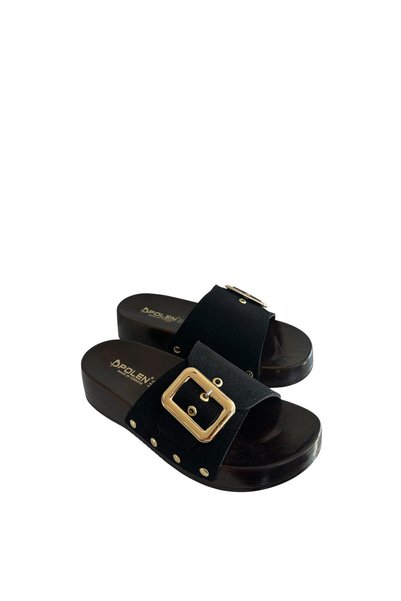 POLEN Polan Black Buckle Clogs Orthopedic Lightweight Soft Orthopedic Daily Use Slippers