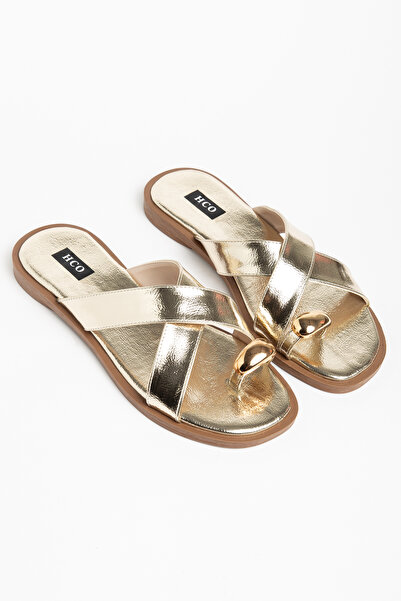 HCO SHOES شبشب مسطح مضاد للانزلاق مع تفاصيل مشبكية عند الأصابع