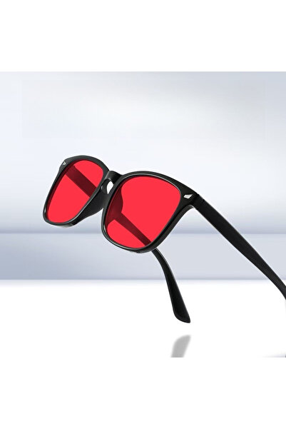 Choice Black Men's Unique Style Square Glasses with Red Lenses and Anti Blue ...