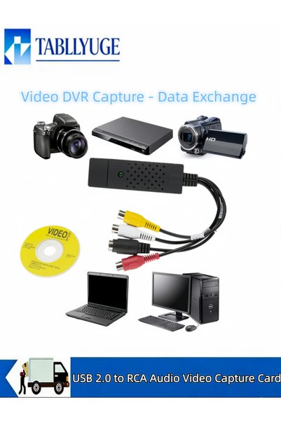 Choice بطاقة التقاط فيديو رقمية من نوع RCA S-Video إلى USB لتحويل أشرطة VHS و...