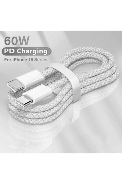 Choice4 كابل USB-C إلى Type-C أبيض بطول 1 متر، 20 قطعة، 60 واط، للشحن السريع ...