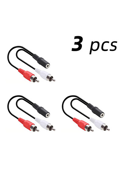Choice4 كابل صوت ستيريو أسود 3 قطع 3.5 ملم إلى 2RCA، محول صوت أنثى 3.5 ملم إل...