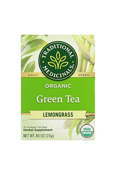 TRADITIONAL MEDICINALS Organic Green Tea Lemongrass, 16 ct
