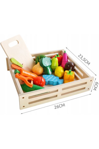 Stator Set magnetic XXL de blocuri de tăiat din lemn, fructe și legume + cutie
