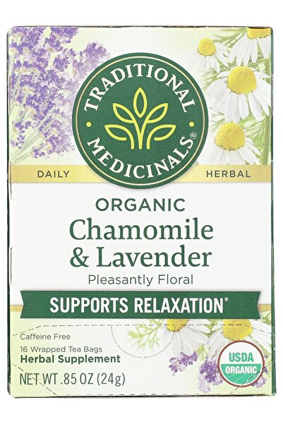 TRADITIONAL MEDICINALS Organic Chamomile with Lavender Herbal Tea, 16 Tea Bag...