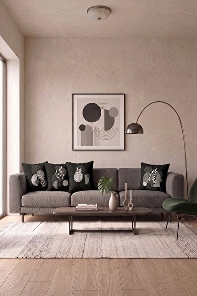 MANNDALİNA PERDE 4'lü Minimalist Kırlent Kılıfı Seti Çift Taraflı Dijital Bas...