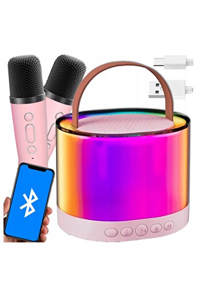Allvo Set Karaoke cu 2 Microfoane pentru Copii și Boxă Bluetooth Fără Fir