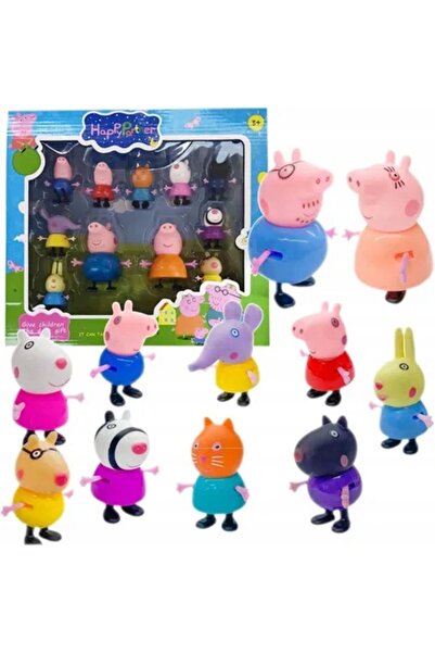 Toys Set de figurine Peppa Pig, George, Jake, Mama, Tata și prietenii, 11 piese