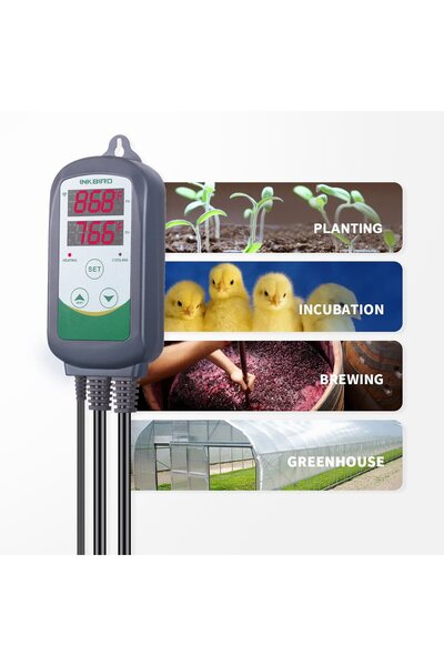 NO BRAND Controler de temperatură Inkbird pre-cablajat cu sondă metalică pent...