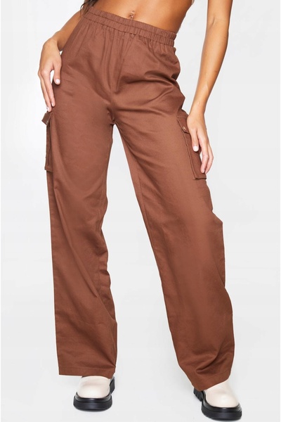 NO BRAND Pantaloni lungi maro cu picior larg și talie înaltă prettylittlethin...