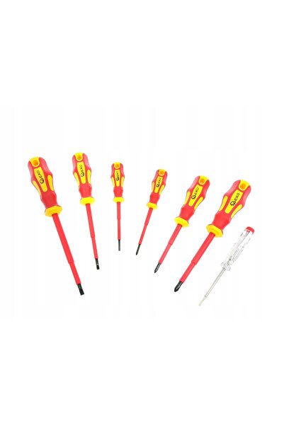 NO BRAND Set de șurubelnițe izolate Geko, 7 bucăți, 1000V + Tester G30625
