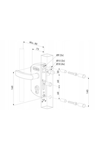 NO BRAND Broască ușă poartă Furtka Locinox Mâner Grafit Profil 40