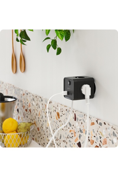 NO BRAND Voomy Split X7 Adaptor de perete 8 în 1, 4 prize, 2 USB-C (20W), 2 U...