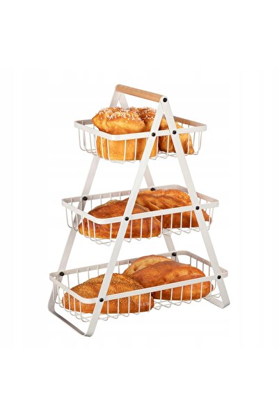 NO BRAND Raft multifuncțional cu trei niveluri pentru fructe și legume, negru.
