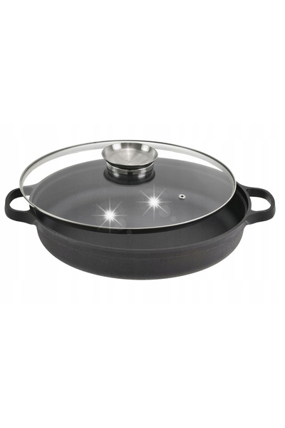NO BRAND Tigaie grill rotundă Rossner 28 cm din fontă