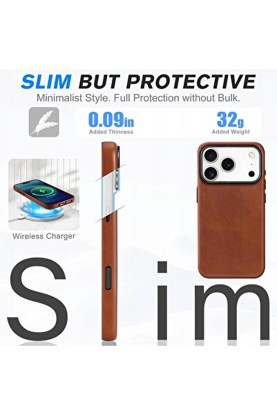 NO BRAND Husă Shieldon din piele naturală Magsafe pentru iPhone 17 Pro Maro R...