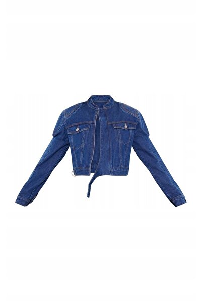 NO BRAND Jachetă clasică din denim bleumarin cu mânecă lungă Prettylittlethin...