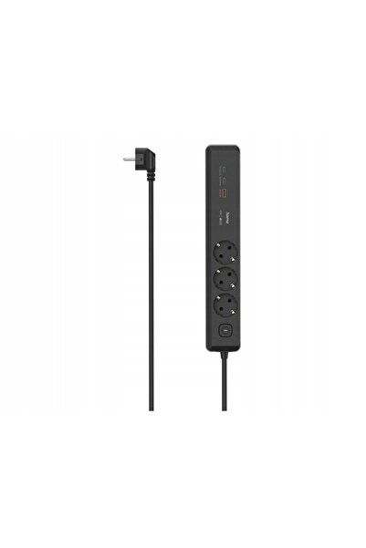 HAMAQ Prelungitor Hama cu 3 prize Schuko, 1,4m, 2x USB-C/A PD 100W